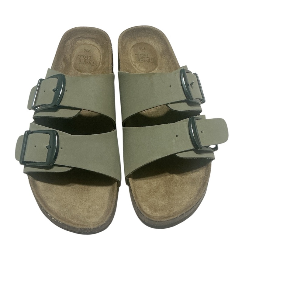 Green Double Buckle Sandals